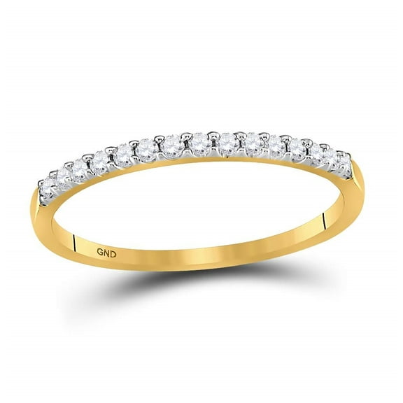 14K Yellow Gold Womens Round Dia. Wedding Single Row Band 1/6 Cttw, Womens Size: 5-10