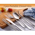 thumbnail image 2 of Travel Utensils with Case Reusable Silverware Portable Camping Utensils Cutlery Set 7pcs Lunch Utensil Kit Stainless Steel Flatware Set Including Knife Fork Spoon Chopsticks Straws Cleaning Brush, 2 of 7