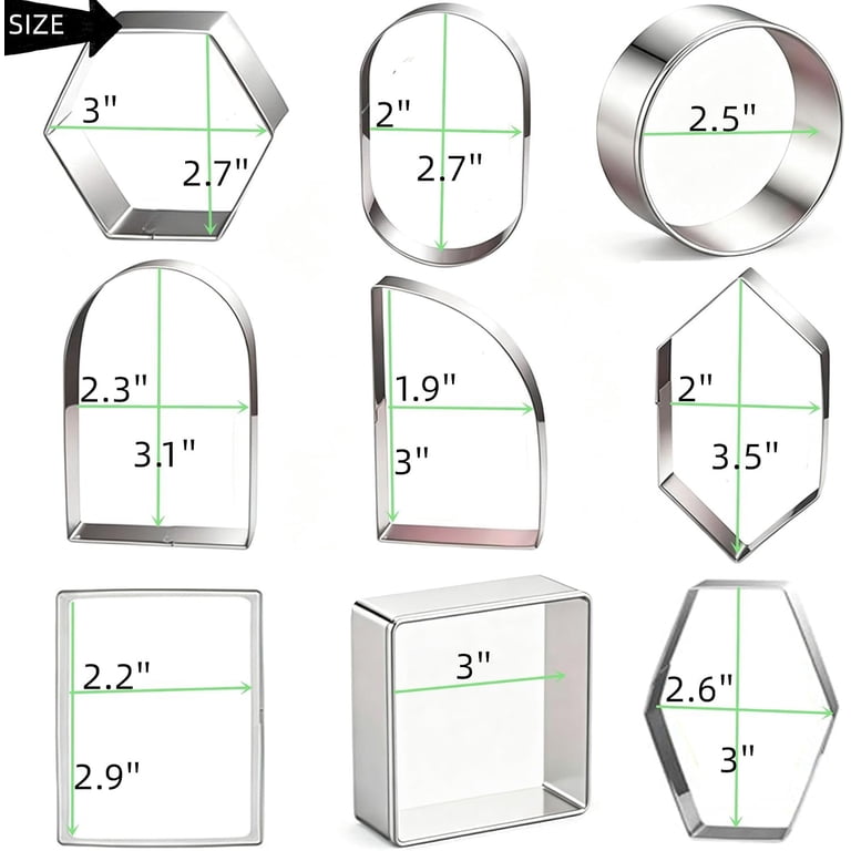 9 count Geometric Plaque Cookie Set,Arch,Oval,Hexagon,Square,Rectangle ...