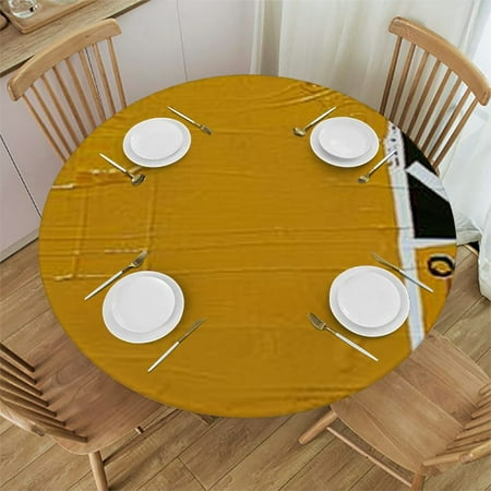 

Sheronv Squares Round Table Cover Stain Resistant Washable Kitchen Dining Wedding Parties 100％ Polyester Fiber Outdoor Fitted Waterproof Fabric 38 -42