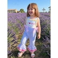 thumbnail image 4 of BemeyourBBs Toddler Baby Girls Summer Clothes Infant Baby Girl Fathers Day Outfit Romper Overalls Sleeveless I Love Dad Letter Heart Embroidery Stripe One Piece Jumpsuit Overalls Bell Bottom, 4 of 9