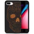 thumbnail image 1 of Case Yard Wooden Case for iPhone-8-Plus Soft TPU Silicone cover Slim Fit Shockproof Wood Protective Phone Cover for Girls Boys Men and Women Supports Wireless Charging Half Skull Design, 1 of 7