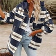 thumbnail image 2 of Delliss Women's Basic Lapel Button Jacket Fall Plaid Casual Cardigan Top Long Sleeve Coat, 2 of 6