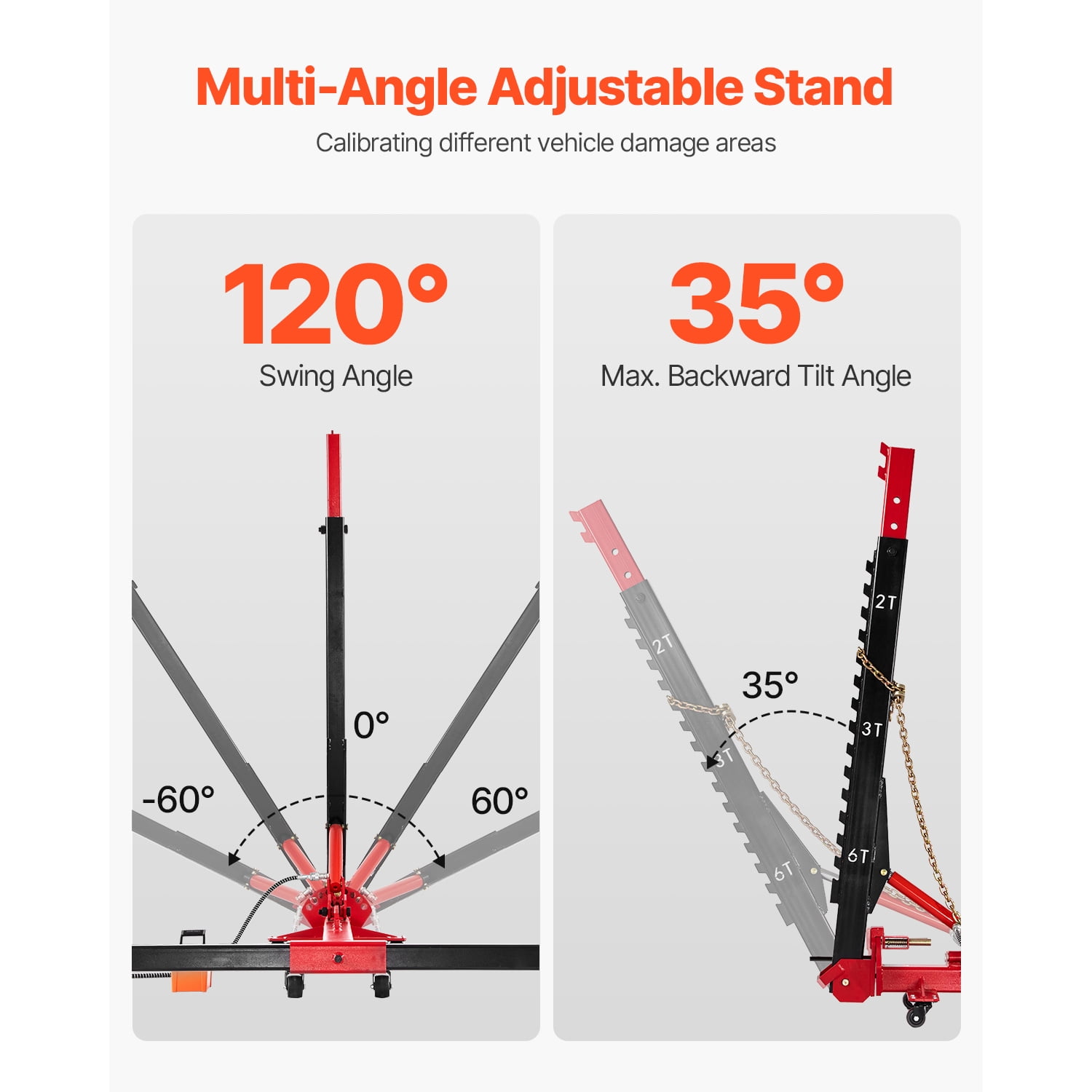 KFFKFF Auto Body Frame Puller Straightener, 6T Tension Car Body Repair Equipment with Hydraulic Foot Pump & Swivel Post, Includes 16 Tools for Car Body Repair