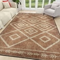 thumbnail image 4 of 5x7 Washable Area Rug Non-Slip Low Profile Soft Boho Distressed Rug for Living Room, Bedroom, Dining Room, Office, Brown, 4 of 13