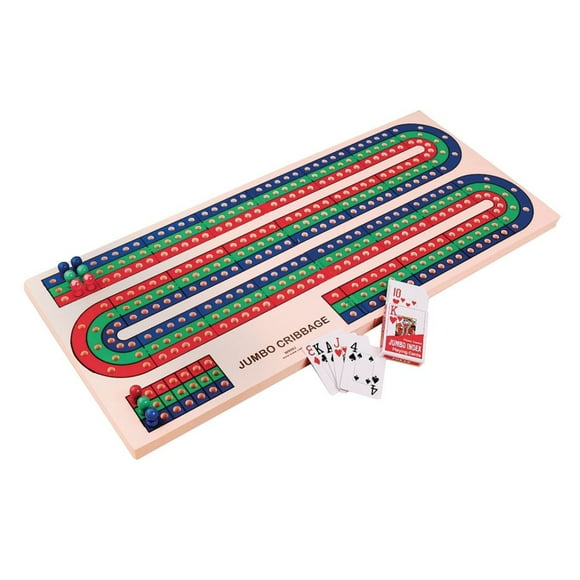 S&S Worldwide Jumbo 34"" Long Foam Cribbage Board. 2-Piece Board Locks Together to Form a Huge 34"" x 14-1/5"" x 1"" Thick 3 Track Board. Includes 12 Easy to Grasp Pegs. Perfect for Seniors.