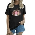 thumbnail image 4 of Womens Shirts Blouses Autumn Loose Pumpkin Printed Short Sleeve Round Neck Womens Athletic Tops,Black,S, 4 of 4