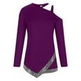 thumbnail image 4 of XFLWAM Women's Cold Shoulder Long Sleeve Top Casual Sequin Tunic Blouse T-Shirts Purple XXL, 4 of 6