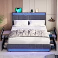 thumbnail image 4 of Afuhokles LED Bed Frame Queen Size with 2 USB Ports, Platform Bed Frame with Headboard and Footboard, Storage Drawers, Dark Grey, 4 of 8