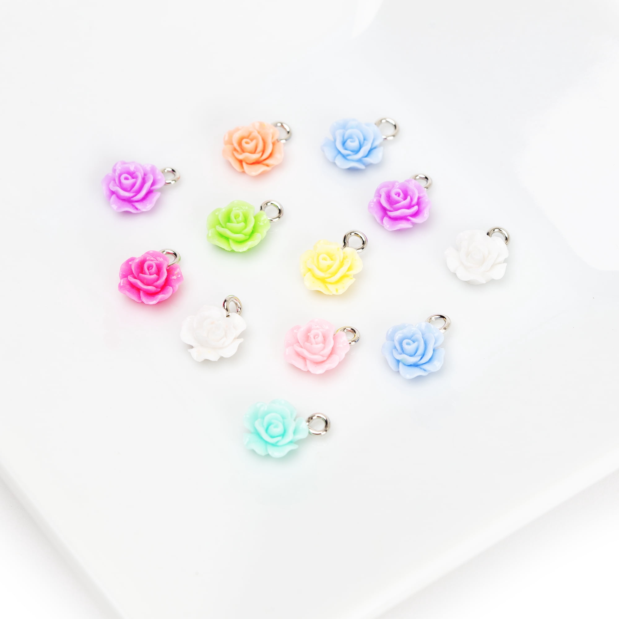 Cousin DIY 12 Piece Acrylic Rosette Charms, Silver Jump Rings, Adult, Model 69995723