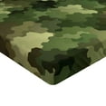 thumbnail image 2 of Ambesonne Camo Fitted Sheet, Glass Effect Abstract, Twin XL Size, Pale Green Brown Green, 2 of 3