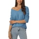 thumbnail image 1 of INSPIRE CHIC Suéter ligero de manga larga con cuello en V de punto waffle para mujer XL azul, 1 of 6