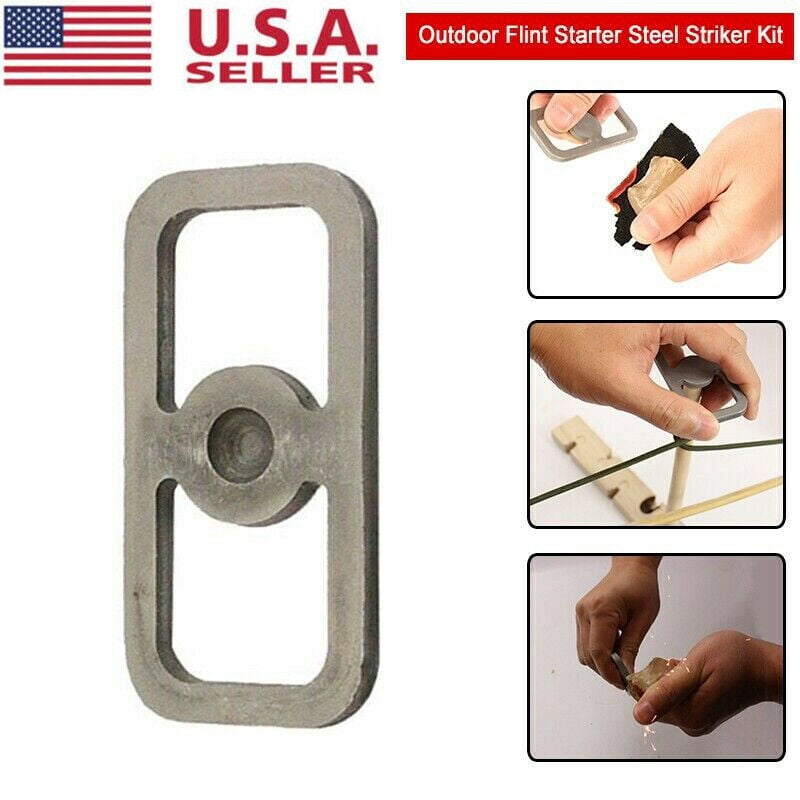 Flint and Steel Fire Starter Carbon Striker Bearing Block Survival