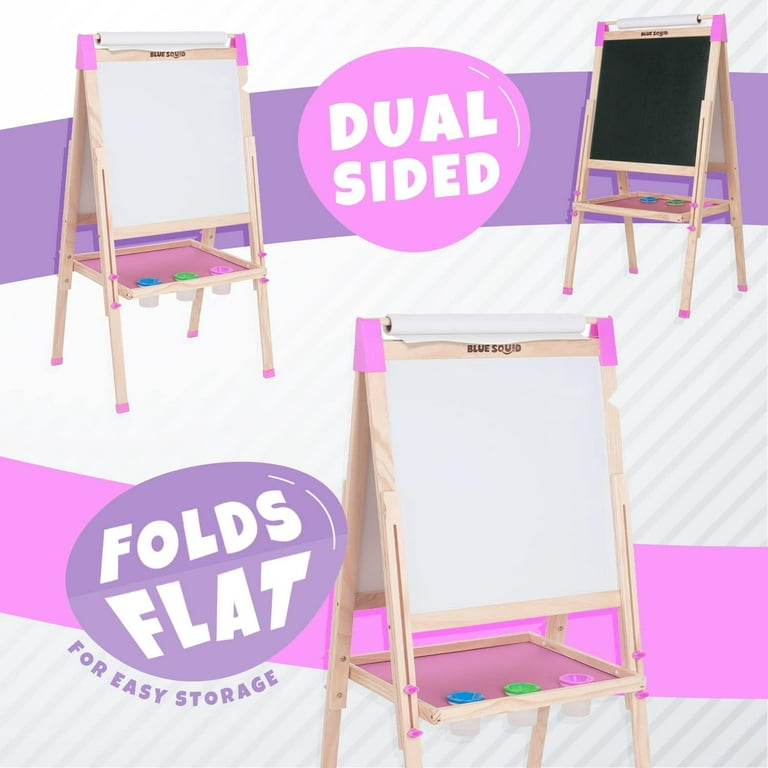 Costway 2 in 1 Kids Easel Table & Chair Set Adjustable Art Painting Board  Blue