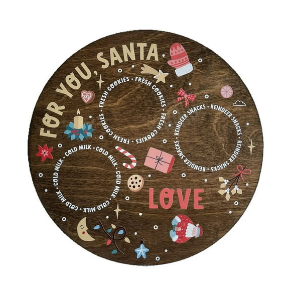 Christmas Cookie Platter Cookie Plate Wooden Eve for Santa Board Santa Tray for Milk Cookies and Carrot Reindeer Snack Plate for Holiday Celebration Holida, Christmas Decor