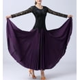 thumbnail image 3 of Women'S Lace Velvet Long Sleeve Ballroom Competition Dance Dress With Godets, 3 of 8