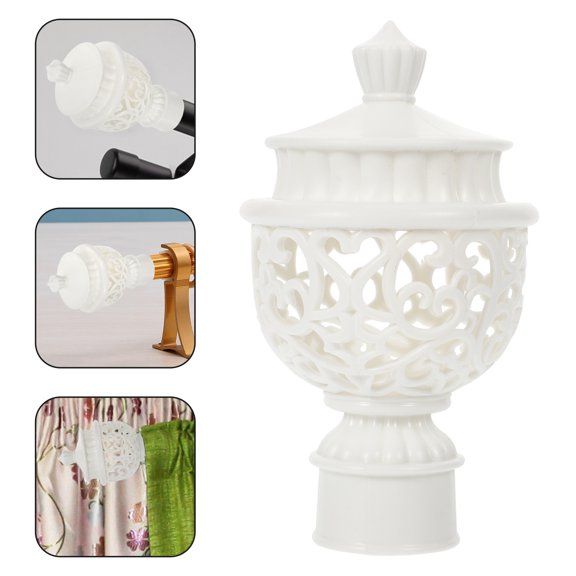DRAFIDEEP 6Pcs finials for curtain rods Decorative Curtain Rod Final White ABS for New House present and Homeowners
