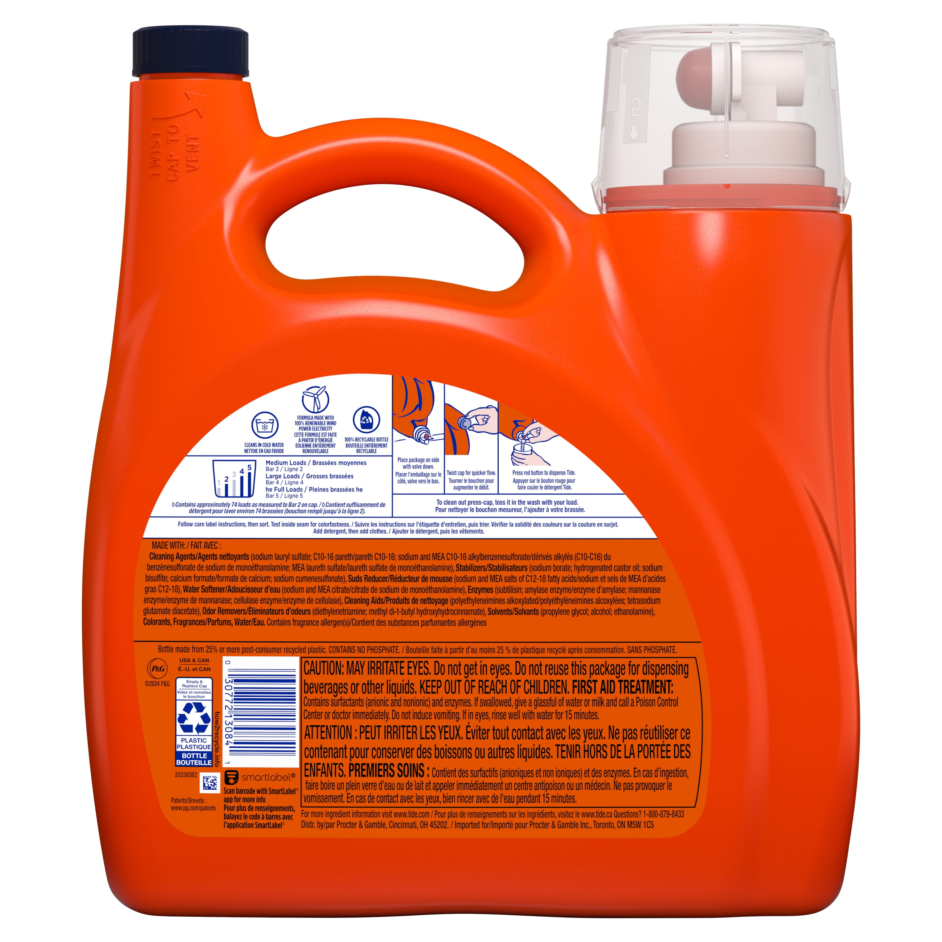 Tide Liquid Detergent with Touch of Downy, April Fresh, 74 Loads 115 oz
