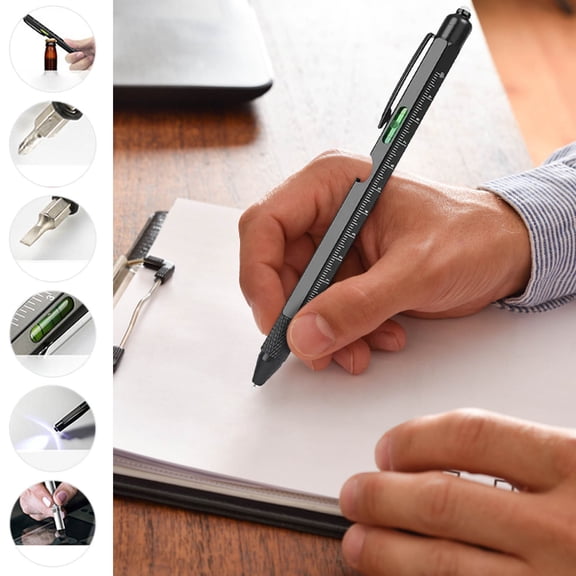 BiFandian 9-in-1 Multitool Pen, Multi-Function Pen with LED Light and Tools, Cool Gadget for Stocking Stuffers, Gifts for Adults, Office, Everyday Carry