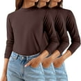 thumbnail image 4 of WTXUE Women's Long Sleeve Mock Turtleneck Shirts Fleece Lined Base Layer Slim Fit Thermal Underwear Tops Thermal Warm Pullover Sweater Tunic Sweaters 3Pc Coffee 4Xl, 4 of 6