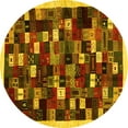 thumbnail image 1 of Ahgly Company Machine Washable Indoor Round Abstract Yellow Contemporary Area Rugs, 7' Round, 1 of 4