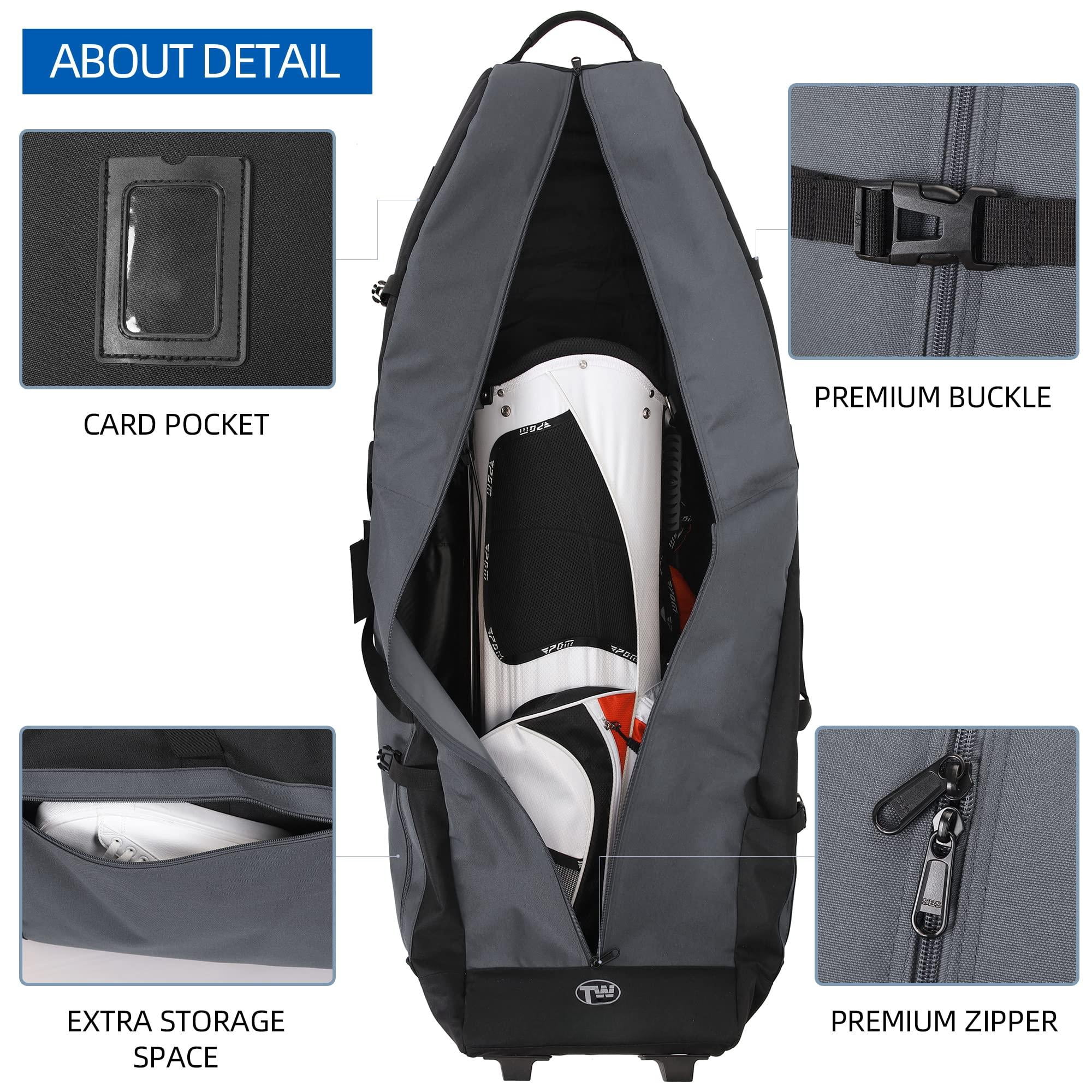 Foldable Padded Golf Travel Bag  Heavy Duty 900d Polyester Club Waterproof Carry Cart With Wheels Soft-sided Spacial Size For Gear Transportation