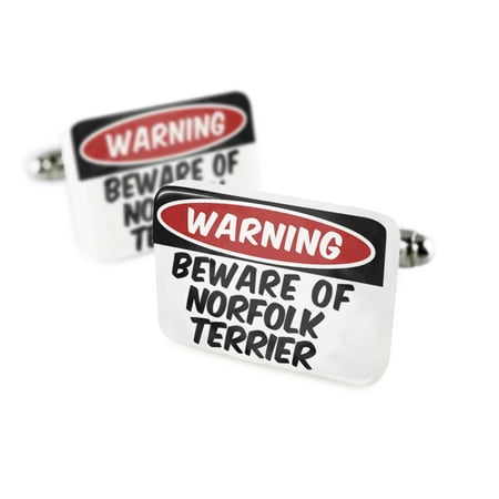 Cufflinks Beware of the Norfolk Terrier Dog from Great BritainPorcelain Ceramic NEONBLOND