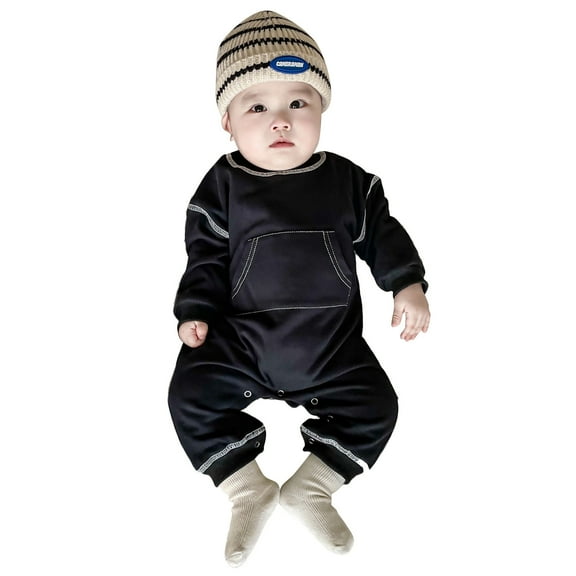 Utlike Baby Boys Bodysuits Kids Toddler Autumn Solid Color Long Sleeve Romper Breathable Onesies For Infant Size 18 Months-24 Months