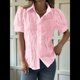 thumbnail image 5 of Blusa de Corta con Cuello Abotonado para Mujer, con Bordado de Ojales Rosa XL, 5 of 8