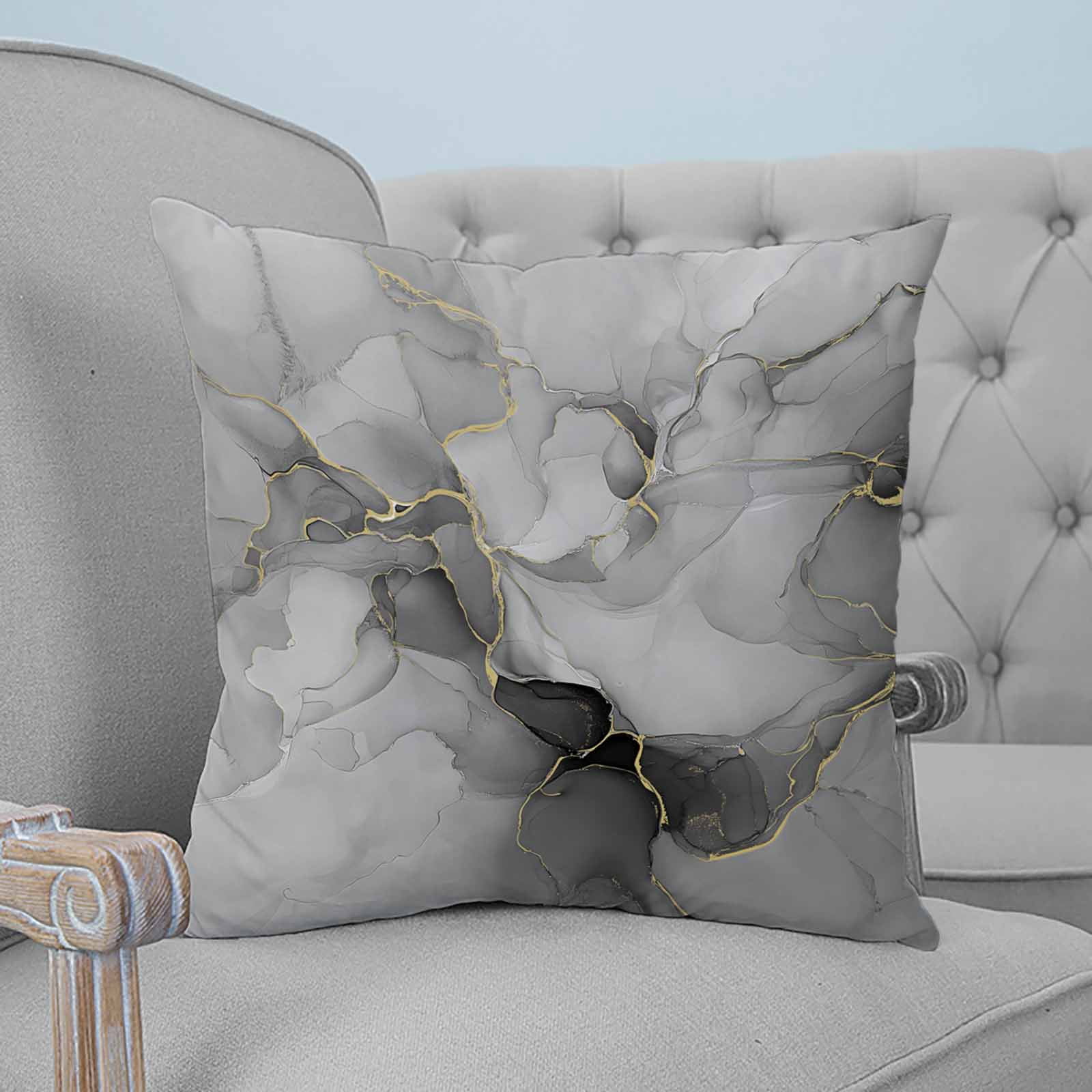 Grey Ombre Marble 24x24 Pillow Covers Set of 2, Gray Marble Crack Abstract Modern Throw Pillow Covers Decorative Couch Cushion Case, Microfiber Square Pillowcases for Bedroom Car Living Room