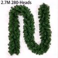 thumbnail image 1 of 8.8Ft 280Heads Artificial Green Christmas Garland Wreath Christmas Pine Tree Rattan Decor, 1 of 4