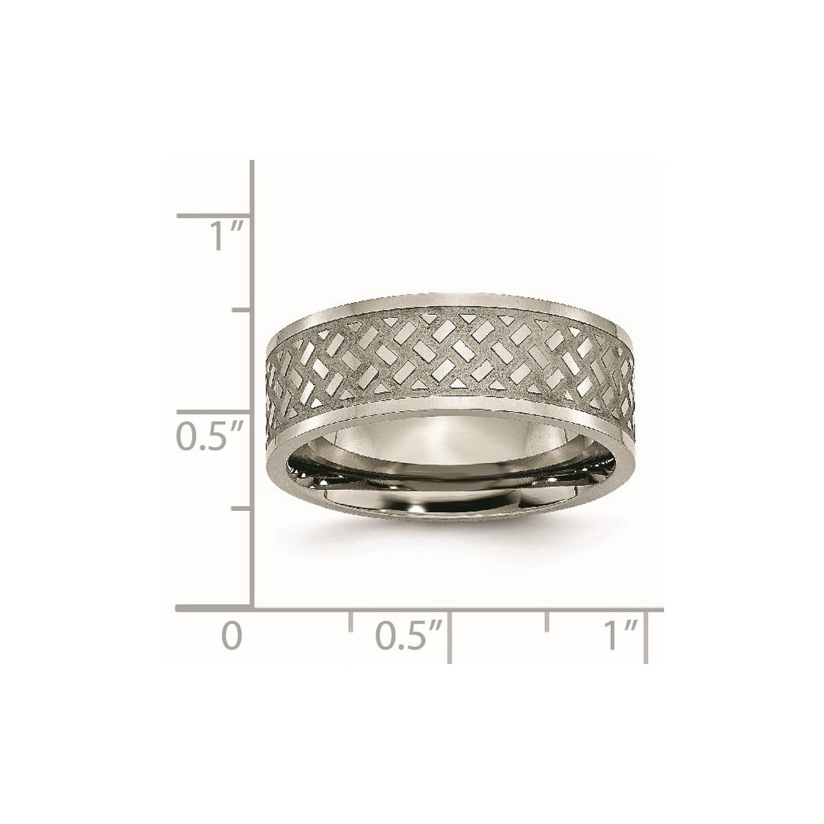 Titanium Weave Design 8mm Polished Band Ring Size 14 Ring for Women and Men