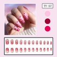 thumbnail image 2 of Press on Nails KZBTRBT Corto ovalado corazón rojo para San Valentín, 2 of 7