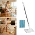 thumbnail image 2 of Pressure Clamping Wiper No Hand Washing ONE Button To Change Automatic Clamping Cloth Floor Wiper With Reusable Microfiber Towels Swifter Mop Set Cleaning Kitchen Wipes Evinced Mopping System Pad, 2 of 7