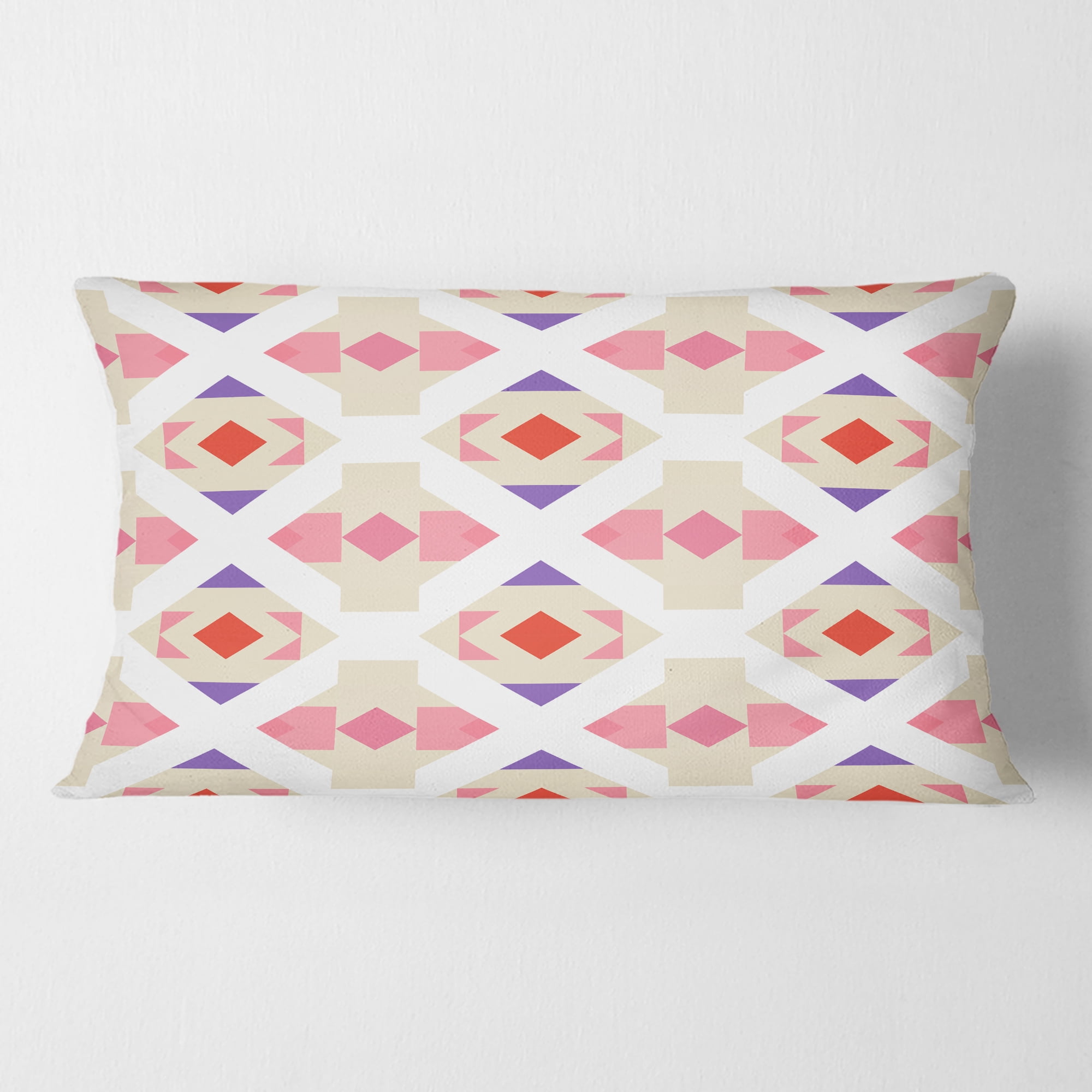 Designart Triangular Retro Design VII' Mid-Century Modern Throw Pillow - 12x20