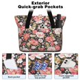 thumbnail image 2 of Tote Bag for Women - Pioneer Flower Shoulder Bag - Large Utility Work Duffle Bag with Zipper Handbag for Travel, Work, Sprots, 2 of 5