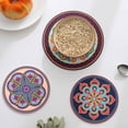 thumbnail image 3 of 1 Pack Round Bohemia Placemat,Washable Round Placemats Cup Coaster Kitchen Table Round Table Mats for Table Dinner Farmhouse Placemats 6.5 x 6.5 Inch, 3 of 7