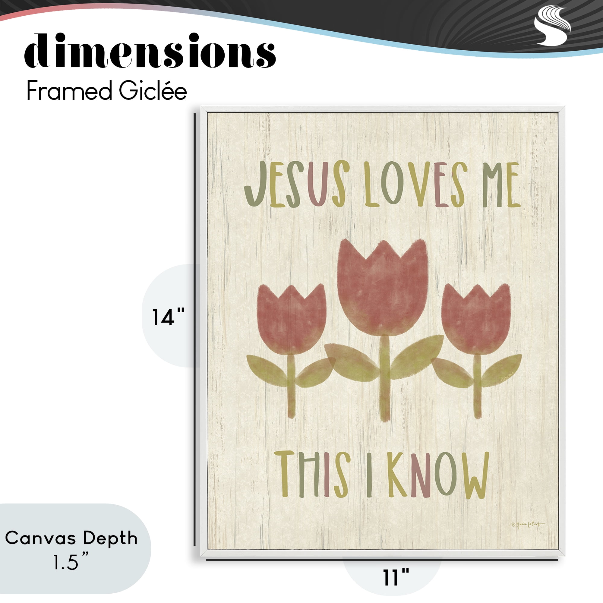 Stupell Industries Jesus Loves Me This I Know White Framed Giclee Art, design by Annie LaPoint