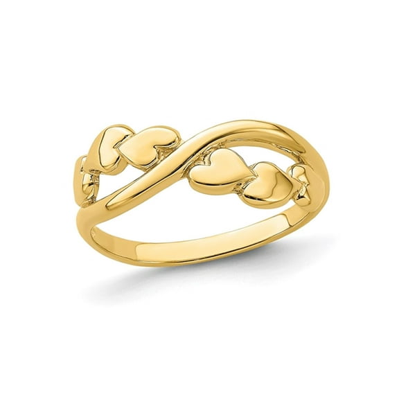 Gem & Harmony 14K Yellow Gold Heart X-Design Promise Ring (SIZE 7) for Women