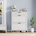 thumbnail image 2 of Organisateur d'Armoire à Chaussures Moderne - Rangement Caché avec 2 Tiroirs Rabattables - Étagère d'Entrée Autoportante Compacte - MDF avec Poignée en Métal, 2 of 10