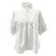 thumbnail image 4 of Blusa de cuello alto lisa para mujer - Top plisado con mangas cortas abullonadas, poliéster, tallas S-XL, 4 of 5