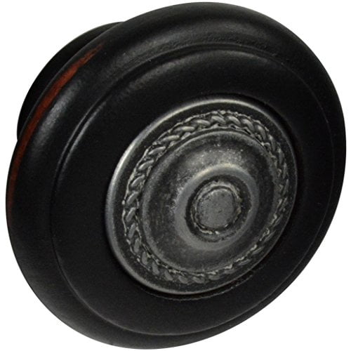 2305 Brand Wood Knob with Antique Pewter Insert, Black