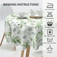 thumbnail image 3 of Spring Floral Teal Sage Green Tablecloth Round 60 Inch Watercolor Eucalyptus Leaf Round Table Cloth Wrinkle Resistant Washable Table Cover for Kitchen Dining Room Holiday Party Picnic Patio, 3 of 6
