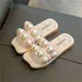 thumbnail image 3 of Nygoyerh Kid Girl Big Pearl Slippers Princess Sweet Non-Slip Summer Beach Shoes Flat Slippers, 3 of 6