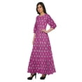 thumbnail image 2 of Moomaya Robe Longue Maxi Imprimée à Col Rond, Manches 3/4, avec Taille à Cordon, 2 of 3