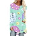 thumbnail image 2 of Tdoqot Easter Shirts for Women Plus Size- Cute Loose Fit Long Sleeve Casual Crewneck Blouse Tops Multicolor Size 4XL, 2 of 5