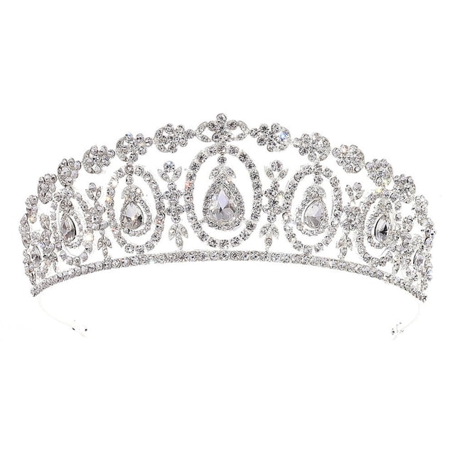 EeaseCA 1PC Baroque Bridal Crown Rhinestone Inlaid Headband Hair Accessories for Women (Silver Rhinestone)