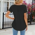 thumbnail image 4 of Womens Fashion Casual Top Crew Neck Button T Shirts Summer Short Sleeve Casual Loose T Shirts Top Womens Compression Shirts Short Sleeve Athletic Shirt Womens T Shirts Short Sleeve Loose Fit And Shirt, 4 of 4