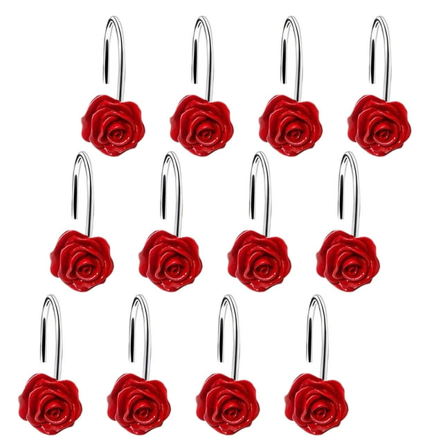 Crochets de Rideau de Douche Rose Crochets de Rideau de Douche Crochets de Rideau Anneaux de Suspension pour Rideau de Douche Accessoires Quincaillerie Crochets Décoratifs Anneaux de Rideau de Douche