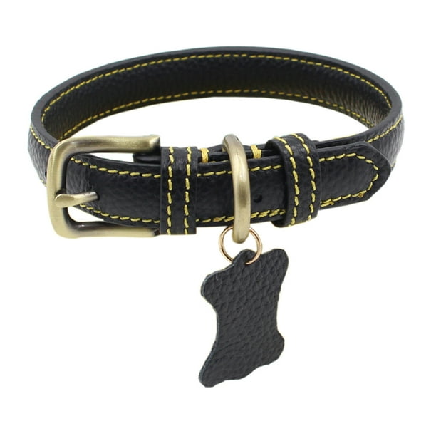 Flmtop Pets Dog Puppy Adjustable Faux Leather Tags Collar Necklace